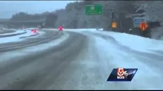 Video captures car sliding, spinning out on highway