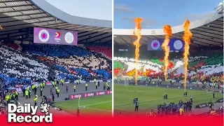 Rangers and Celtic fans put on tifo show ahead of Viaplay Cup Final clash
