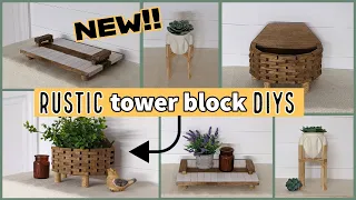 *NEW* DOLLAR TREE DIYS using TUMBLING TOWER BLOCK!!~Wood Home Decor Ideas~Rustic Farmhouse DIYS