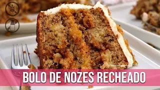 BOLO DE NOZES RECHEADO FÁCIL SEM GLÚTEN E SEM LACTOSE