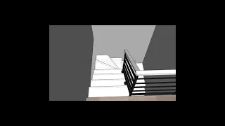 Лестница на металлическом каркасе с поворотом 180 градусов с 6 поворотными ступенями и перилами