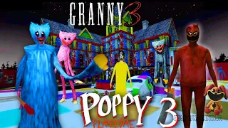 Granny Poppy PlayTime 3 mode Full Gameplay | Huggy Granny aur Haggu Grandpa😂🤣