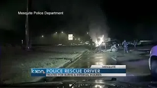 Dashcam catches Texas officers rescuing man from burning SUV