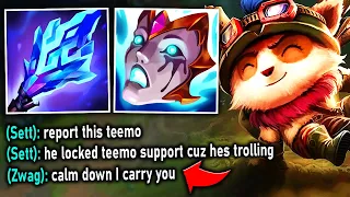 My team hard flamed me for picking Teemo Support... so I carried them all