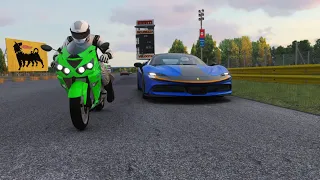 Kawasaki Ninja ZX-14 R vs Ferrari SF90 Stradale Sports at  Monza Full Course