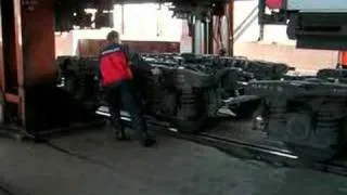 Train regauging at Brest (Belarus) - new boogies