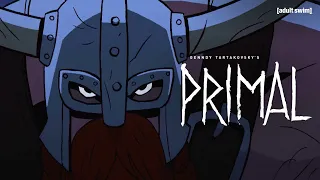 Spear and Fang Fight a Viking Intruder | Genndy Tartakovsky's Primal | adult swim