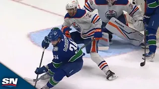 Canucks' Phillip Di Giuseppe Spins-And-Scores Backhander Amid Oilers Offside Confusion