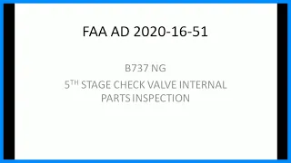B737 NG Aircraft | Pneumatic System | FAA Emergency AD 5TH Stage Bleed Check Valve | CFM56-7B