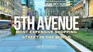 MOST EXPENSIVE SHOPPING STREET IN NYC "5th Avenue" - Sunset Walk 4K - Virtual Tour