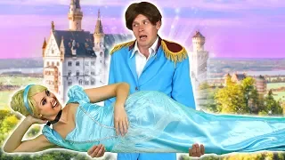 CINDERELLA SAVED FROM LADY TREMAINE AND STEPSISTERS BY PRINCE CHARMING. Totally TV parody