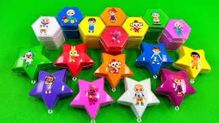 Finding Cocomelon in Hexagon Shapes, Star with Rainbow CLAY Coloring! Satisfying ASRM Videos