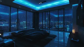 Relieve Stress & Sleep Well With Relaxing Rain Sound | Rain On Window at Blue City for Deep Sleep