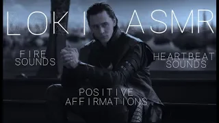 Loki ASMR (Heartbeat sounds, positive affirmations, Fire crackling)