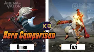 Arena Of Valor and Honor Of Kings (GLOBAL) Similar Heroes Comparison | Side By Side