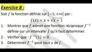 Solution d'un exercice intéressant sur les fonctions réciproques | 2 Bac