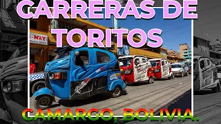 La LOCURA de las CARRERAS de mototaxis "TORITOS" en Camargo, BOLIVIA. Asociación Mixta 3 de Abril