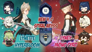 New Spiral Abys 4.0!! Lynette HyperBloom & Lyney Mono Pyro - Spiral Abyss 4.0 - Floor 12 9 Stars