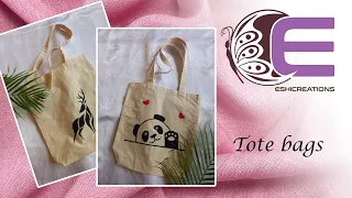 Panda Tote Bag Painting #how to painting tote bag