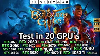 Bladurs Gate 3 Test in 20 GPU`s / 1080p - 1440p - 2160p / ULTRA-Settings / GTX 1060 - RTX 4090