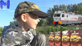 We watch TRAINS and open surprises with toys for boys Tanks for children