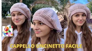 Easy no-sew crochet beret hat - tutorial from A to Z