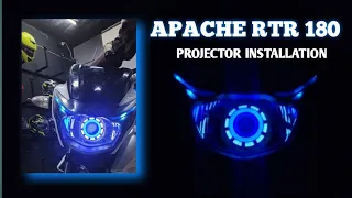 Apache Rtr 180 Headlight Projector installation #apachertrmodify #apachelightmodification #apachertr