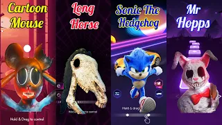 Cartoon Mouse Vs Long Horse Vs Sonic The Hedgehog Vs Mr Hopps  | Beat Jumper- Smash Color- Tiles Hop