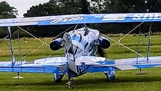 Biplane JET ENGINE spool up with flames🔥 Incredible propeller & jet engines start and taxi JET PITS