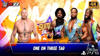 FULL MATCH - Brock Lesnar vs. The New Day (Big E, Kofi and Xavier) - One on Three Tag: Summer Slam