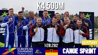 K4 Men 500m Final A | GERMANY CHAMPION | European Championships Munich 2022