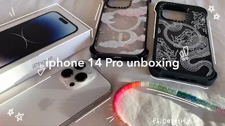 iphone 14 pro unboxing 🌿🎧[aesthetic homescreen, unboxing, + ft. casetify]