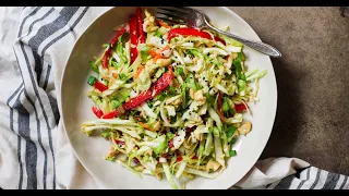 Asian Coleslaw Salad - Crunchy & Easy! (Paleo, Whole30, Vegan Option)