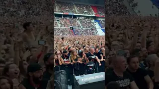 Rammstein - The crowd and Guards reacts too scared to the pyrotechnics in Lyon, France