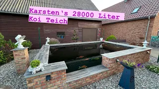 Karsten‘s in Eigenleistung erbauter 28000 Liter Koi Teich mit Sichtscheibe!