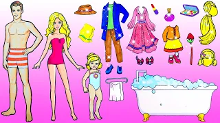 Vestir Muñecas De Papel | Paper Craft Barbie Family New Costume Dress Up | Woa Doll En Spanish