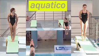 Divers Louna Iacazzi, Laina Remund (Switzerland Team) at LEN 2022 - 3m Synhro | Beautiful diving