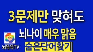 3문제 찾으면 뇌건강 강화 숨은단어찾기,단어퀴즈,치매테스트,낱말퀴즈 #333