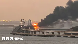 Large fire breaks out on only bridge connecting occupied Crimea to Russia – BBC News