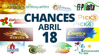 Resultados del Chance del Jueves 18 de Abril de 2024  Loterias 😱🤑💰💵