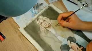 Рисунок Курт Кобейн, Нирвана, акварель. Kurt Cobain, Nirvana