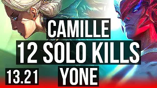 CAMILLE vs YONE (TOP) | 12 solo kills, 1000+ games, 1.5M mastery, Legendary | EUW Diamond | 13.21