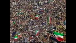 IRANIAN FOOTBALL FANS GIVE NAZI SALUTES DURING THE GERMAN NATIONAL ANTHEM