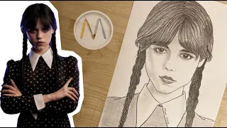 УЭНСДЕЙ рисуем пошагово / How to draw Wednesday Addams Netflix