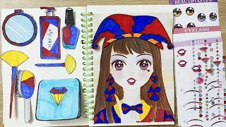 [ToyASMR] Makeup and coloring style pomni with sticker #makeup #asmr #sticker