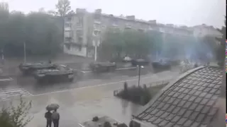 Militia Forces rehearsal for the May 9 parade in Lugansk, Ukraine