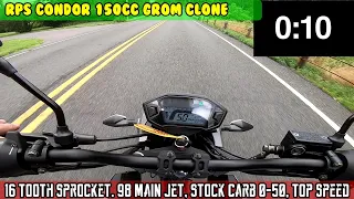 (E3) RPS Condor 150cc  16t sprocket 98 main jet, 0-50mph and top speed! I lost something