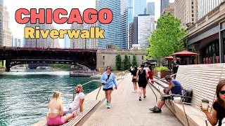 Chicago Riverwalk tour ,  Downtown Chicago Walking Tour 4K |   Visit In The USA