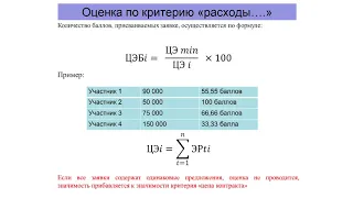 Критерии оценки заявок при проведении открытого конкурса (лектор - Лукоянова Е.А.)