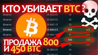 Кто убивает BITCOIN? Продажа на 24 млн$ за 1 удар! Огромные продажи BTC были сегодня утром!